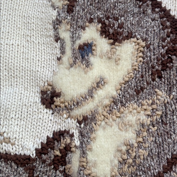 Vintage 90's Cobblestone Canyon All Over Print Wolf Hand Knit Sweater Size Small - Picture 6 of 14